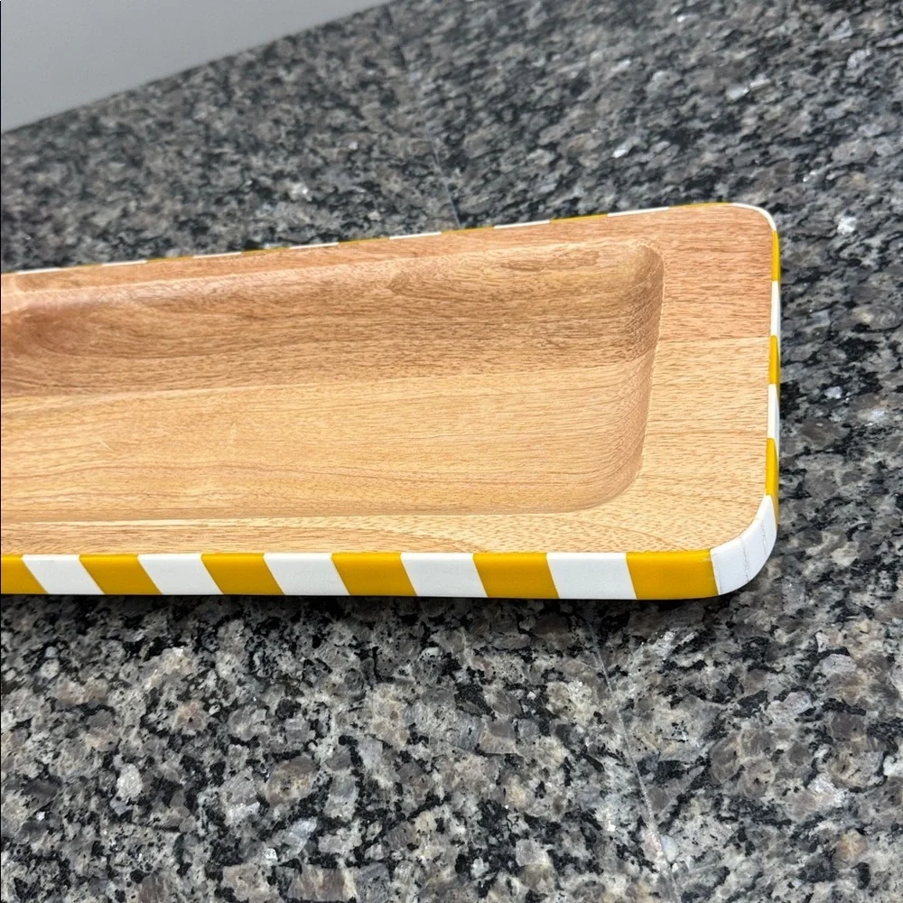 Striped yellow Wooden serving Tray 1 tray